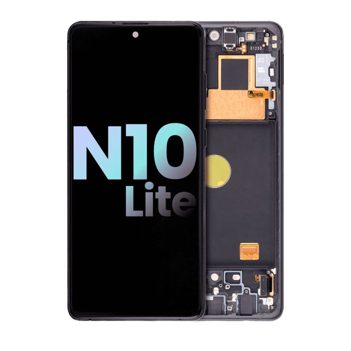OLED Display mit Rahmen für Galaxy Note 10 Lite (Service Pack) (Aura Black)