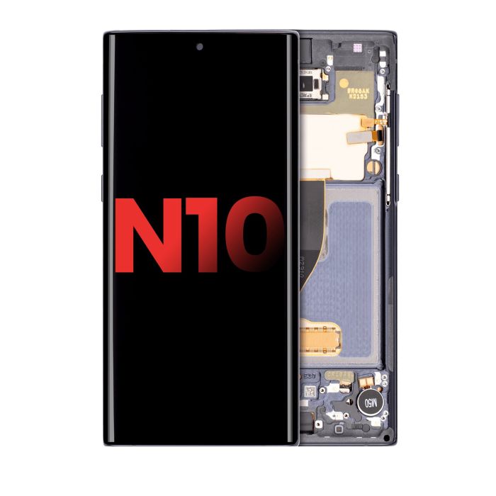 OLED Display mit Rahmen für Galaxy Note 10 (Aftermarket Plus) (Aura Black)