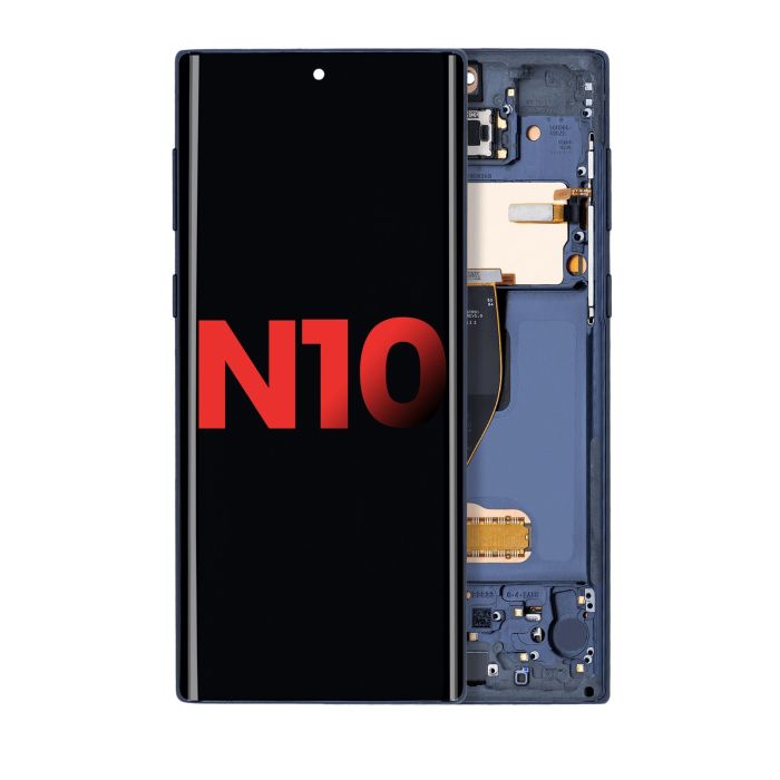 OLED Display mit Rahmen für Galaxy Note 10 (Aura Glow/ Silver)