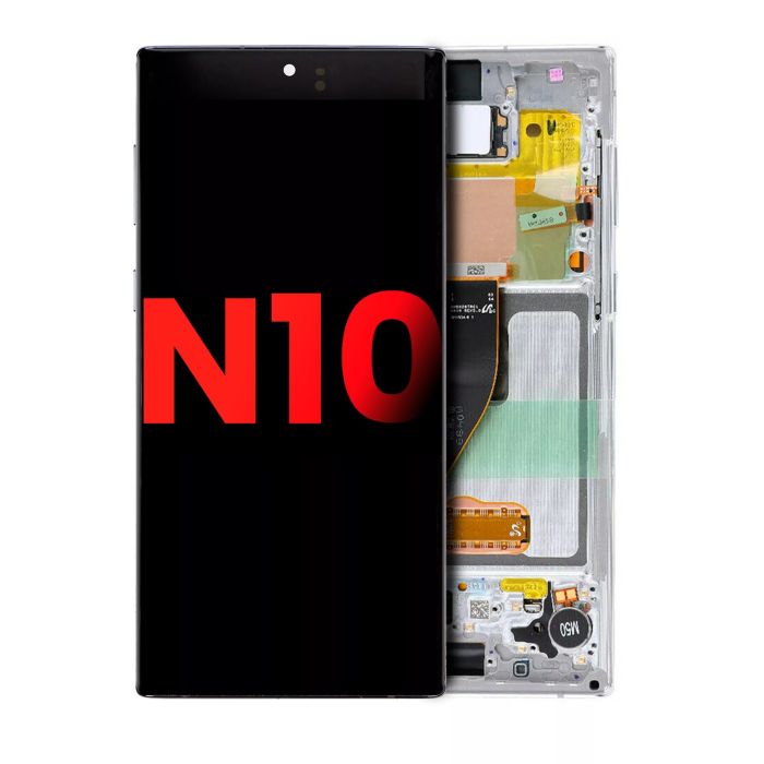 OLED Display mit Rahmen für Galaxy Note 10 (Aftermarket Plus) (Aura White)