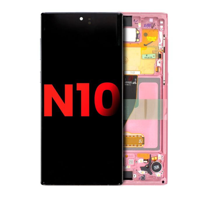 OLED Display mit Rahmen für Galaxy Note 10 (Aftermarket Plus) (Aura Pink)