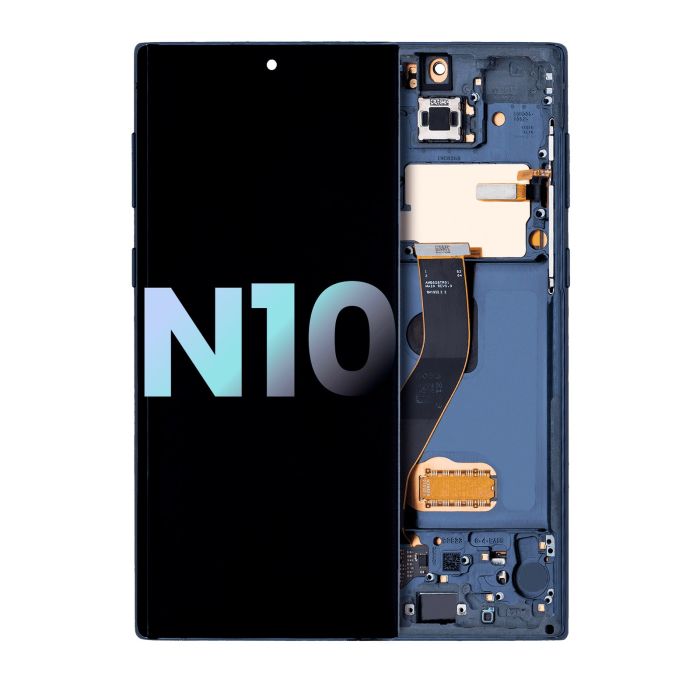 OLED Display mit Rahmen für Galaxy Note 10 (Service Pack) (Aura Glow/ Silver)
