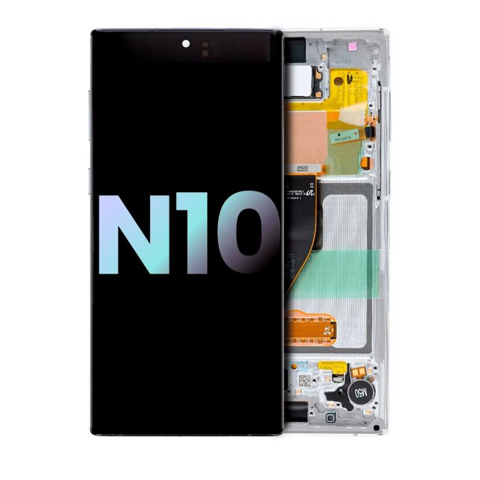 OLED Display mit Rahmen für Galaxy Note 10 (Service Pack) (Aura White)