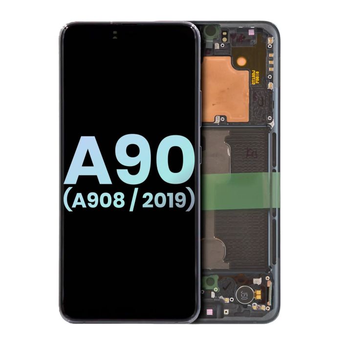 OLED Display mit Rahmen für Galaxy A90 5G (A908/ 2019) (Service Pack) (Schwarz)