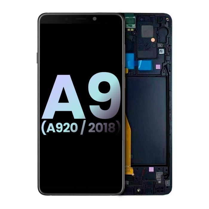 OLED Display mit Rahmen für Galaxy A9 (Service Pack) (A920/ 2018) (Schwarz)