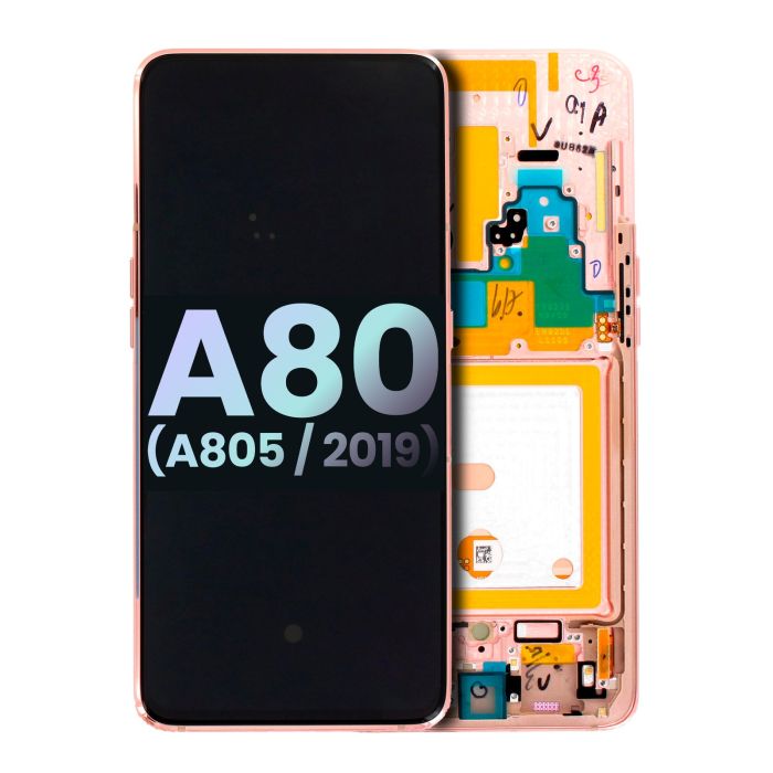 LCD Display mit Rahmen für Galaxy A80 (A805/ 2019) (Angel Gold) (Service Pack)