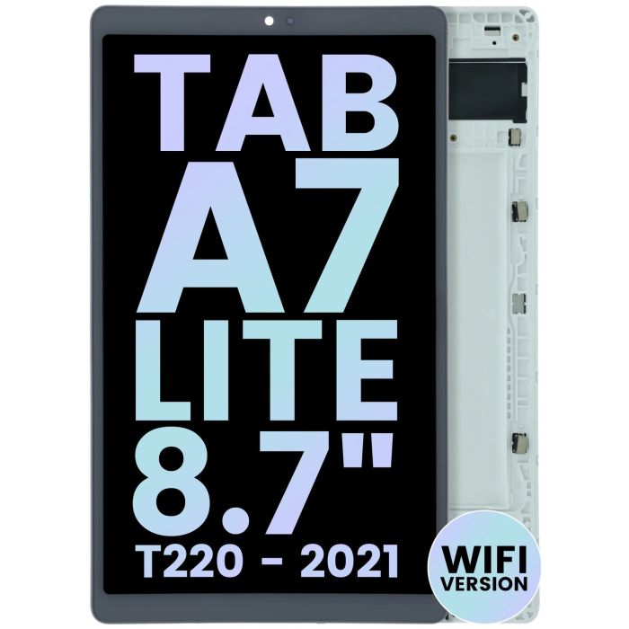 LCD Display mit Rahmen für Galaxy Tab A7 Lite WLAN (T220) (Service Pack) (Weiß)
