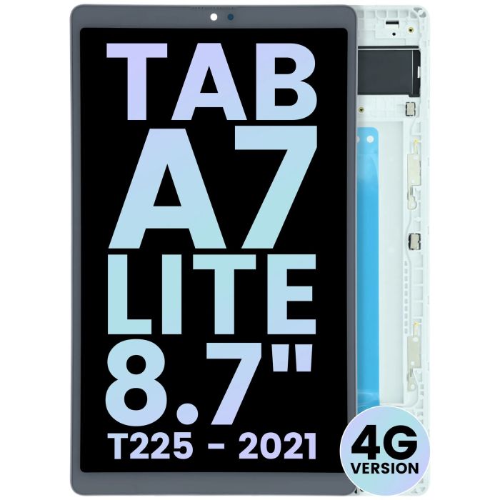 LCD Display mit Rahmen für Galaxy Tab A7 Lite 4G (T225) (Service Pack) (Weiß)