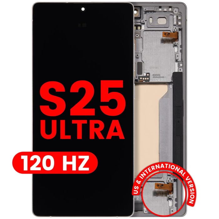 OLED Display mit Rahmen für Galaxy S25 Ultra 5G (120Hz) (Titanium White Silver)