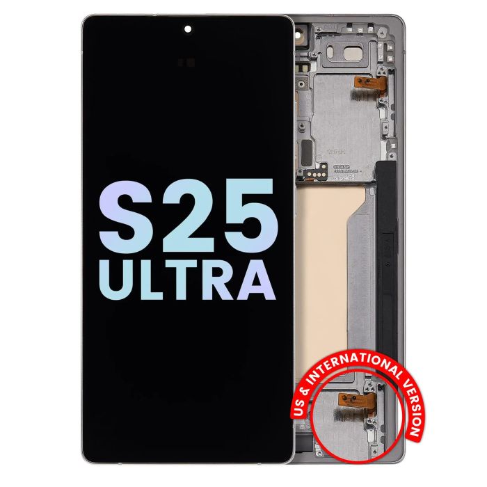 OLED Display mit Rahmen für Galaxy S25 Ultra 5G (Titanium White Silver)