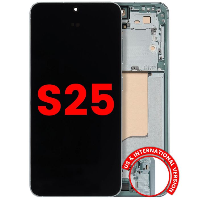 OLED Display mit Rahmen für Galaxy S25 5G (US & International) (Mint)