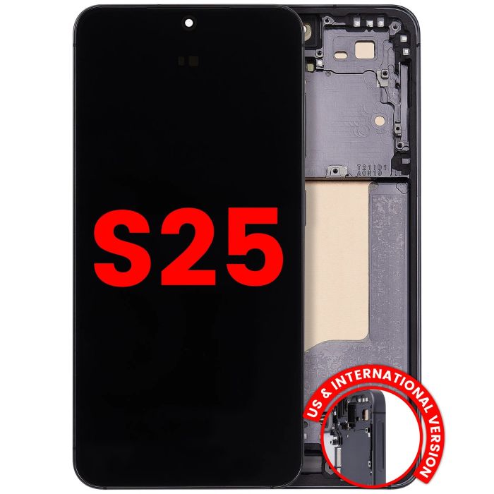 OLED Display mit Rahmen für Galaxy S25 5G (US & International) (Blue Black)