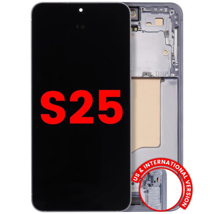 OLED Display mit Rahmen für Galaxy S25 5G (US & International) (Icy Blue)