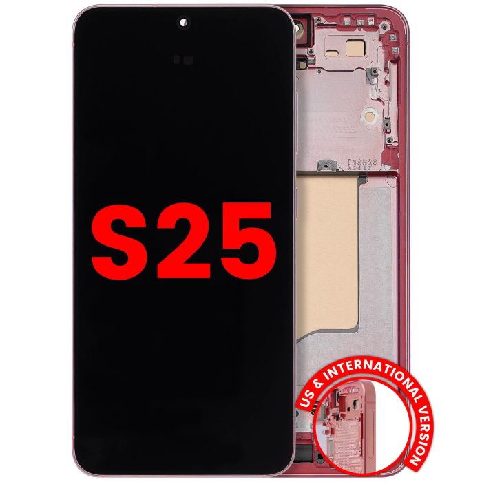 OLED Display mit Rahmen für Galaxy S25 5G (US & International) (Coral Red)