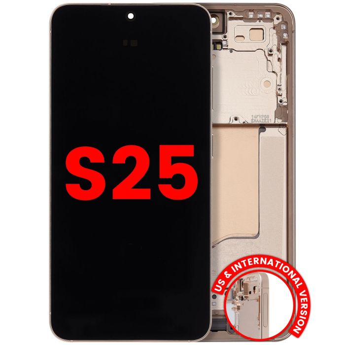 OLED Display mit Rahmen für Galaxy S25 5G (US & International) (Pink Gold)