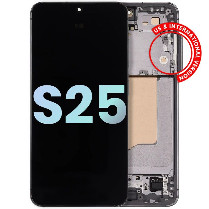 OLED Display mit Rahmen für Galaxy S25 5G (Service Pack) (Silver Shadow)