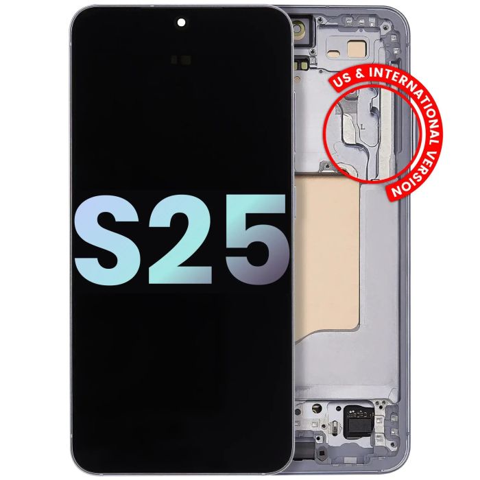 OLED Display mit Rahmen für Galaxy S25 5G (Service Pack) (Ice Blue)