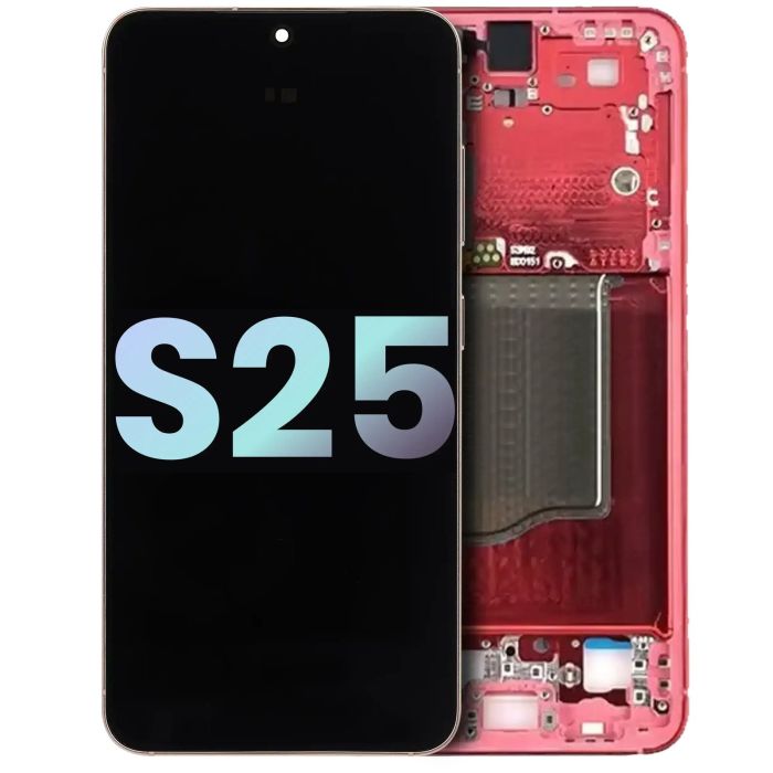 OLED Display mit Rahmen für Galaxy S25 5G (Service Pack) (Coral Red)