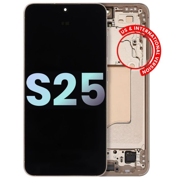 OLED Display mit Rahmen für Galaxy S25 5G (Service Pack) (Pink Gold)