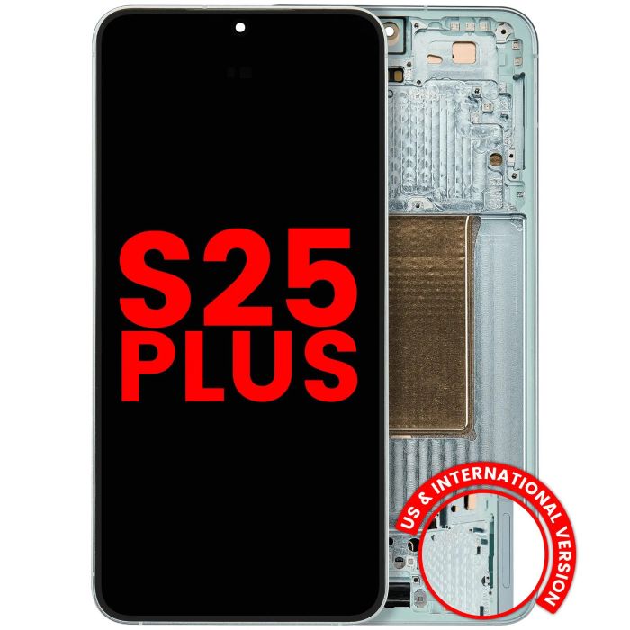 OLED Display mit Rahmen für Galaxy S25 Plus 5G (Aftermarket Plus) (Mint)