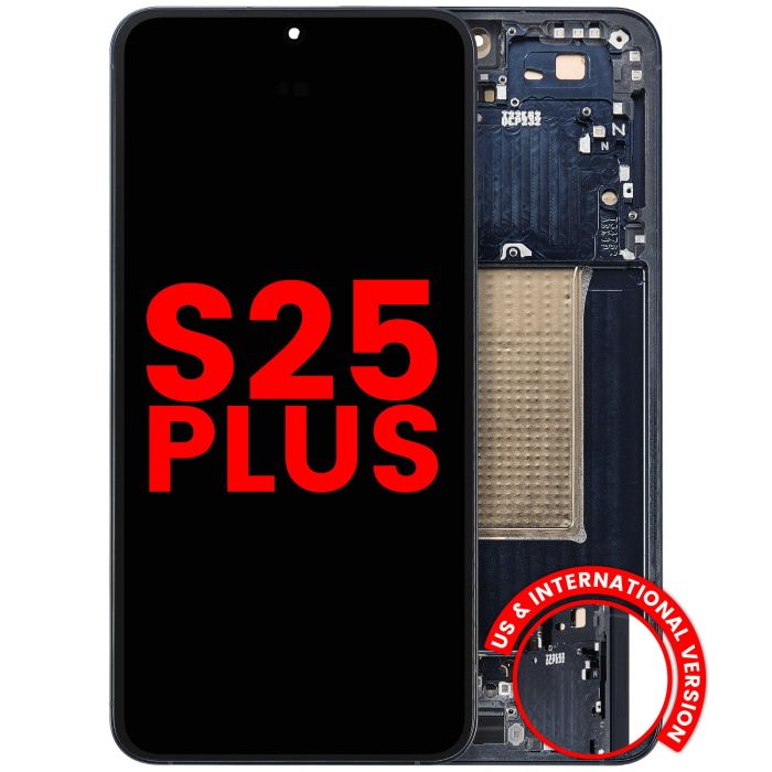 OLED Display mit Rahmen für Galaxy S25 Plus 5G (Aftermarket Plus) (Blue Black)
