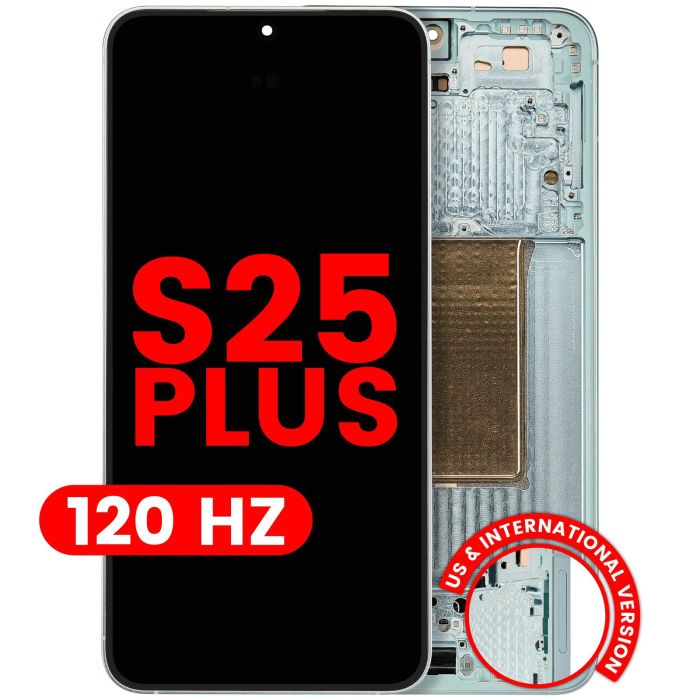 OLED Display mit Rahmen für Galaxy S25 Plus 5G (Aftermarket Plus) (120Hz) (Mint)