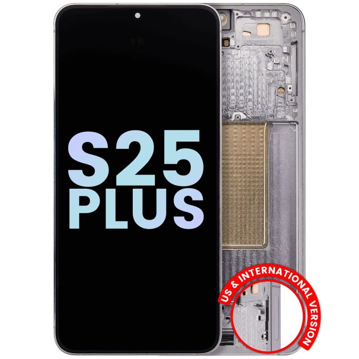 OLED Display mit Rahmen für Galaxy S25 Plus 5G (Service Pack) (Silver Shadow)