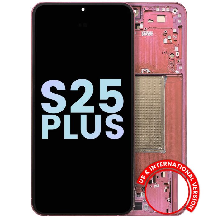 OLED Display mit Rahmen für Galaxy S25 Plus 5G (Service Pack) (Coral Red)