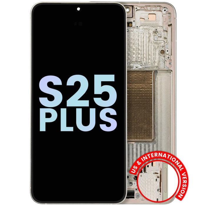 OLED Display mit Rahmen für Galaxy S25 Plus 5G (Service Pack) (Pink Gold)