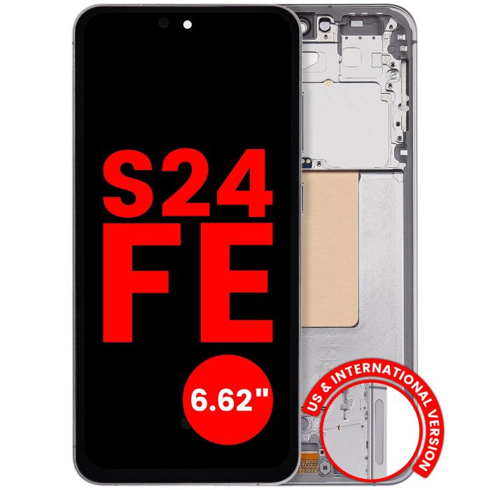 OLED Display mit Rahmen für Galaxy S24 FE 5G (6.62") (Aftermarket Plus) (Grau)
