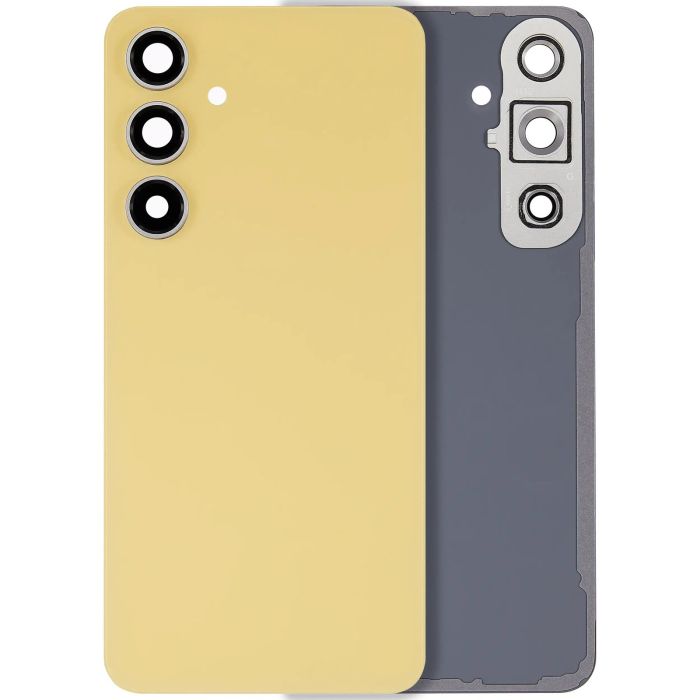 Rückglas mit Kameralinse für Galaxy S24 FE (ohne Logo) (Aftermarket Plus) (Gelb)