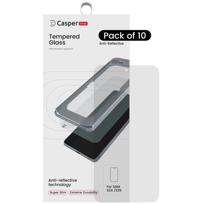 Casper Snap Displayschutzglas für Galaxy S24 5G/ S25 5G (10er Pack) (AR Clear)