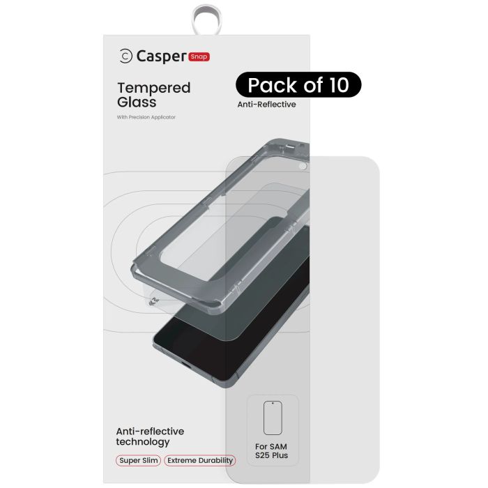 Casper Snap Displayschutzglas für Galaxy S25 Plus 5G (10er Pack) (AR Clear)
