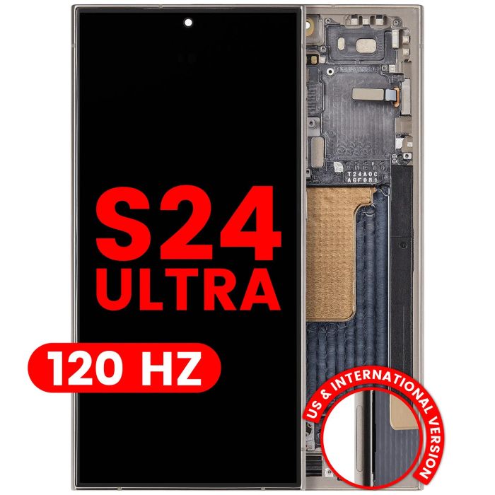 OLED Display mit Rahmen für Galaxy S24 Ultra (Aftermarket Plus) (120Hz)
