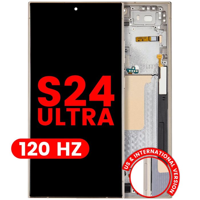 OLED Display mit Rahmen für Galaxy S24 Ultra (120Hz) (Titanium Yellow)