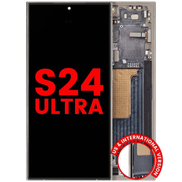 OLED Display mit Rahmen für Galaxy S24 Ultra (Aftermarket Plus) (Titanium Gray)