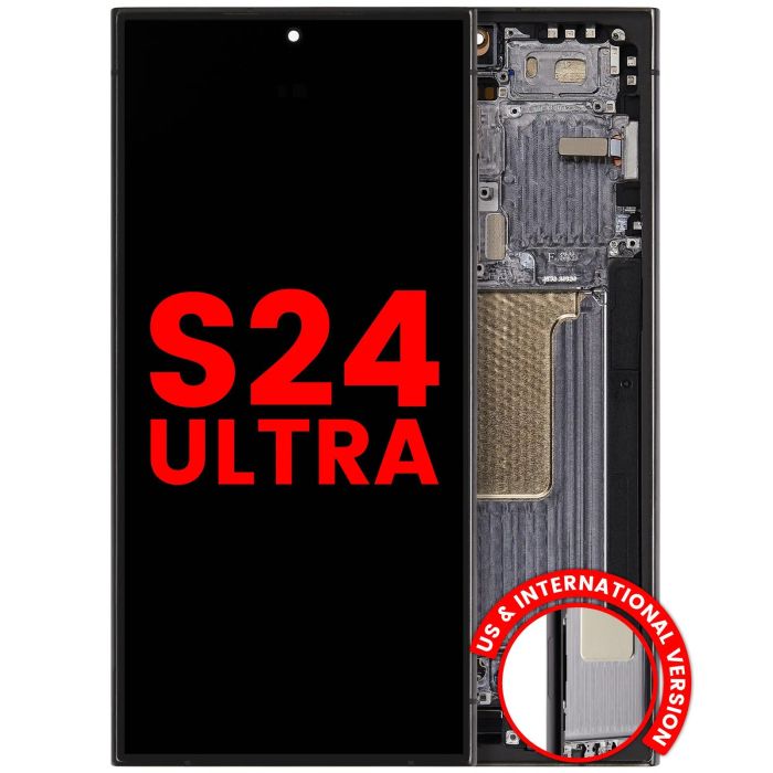OLED Display mit Rahmen für Galaxy S24 Ultra (Aftermarket Plus) (Titanium Black)
