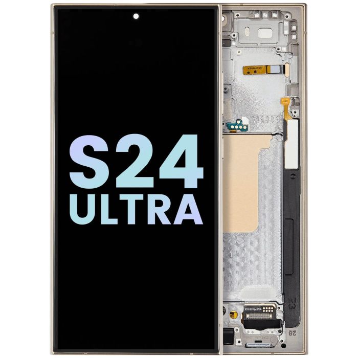 OLED Display mit Rahmen für Galaxy S24 Ultra (Service Pack) (Titanium Yellow)