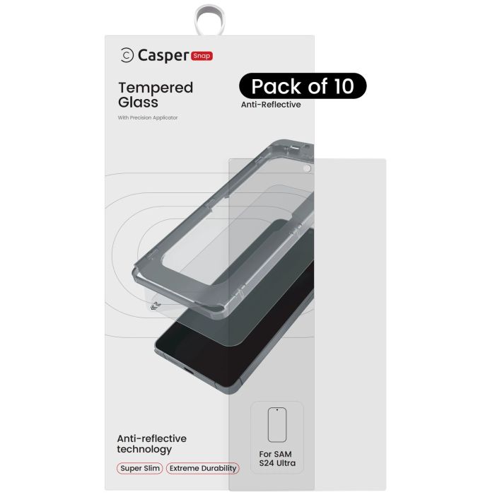 Casper Snap Displayschutzglas für Galaxy S24 Ultra 5G (10er Pack) (AR Clear)