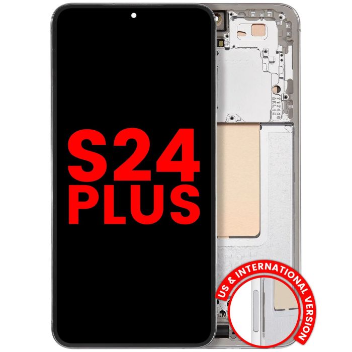 OLED Display mit Rahmen für Galaxy S24 Plus 5G (Aftermarket Plus) (Marble Grey)