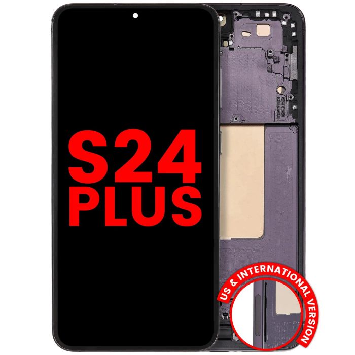 OLED Display mit Rahmen für Galaxy S24 Plus 5G (Aftermarket Plus) (Onyx Black)