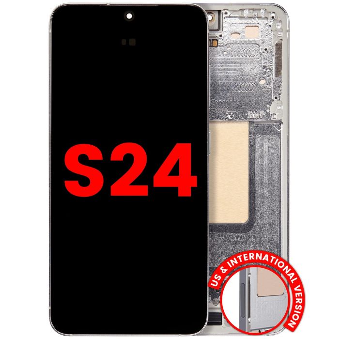 OLED Display mit Rahmen für Galaxy S24 5G (Aftermarket Plus) (Marble Grey)