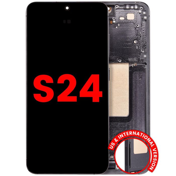 OLED Display mit Rahmen für Galaxy S24 5G (Aftermarket Plus) (Onyx Black)