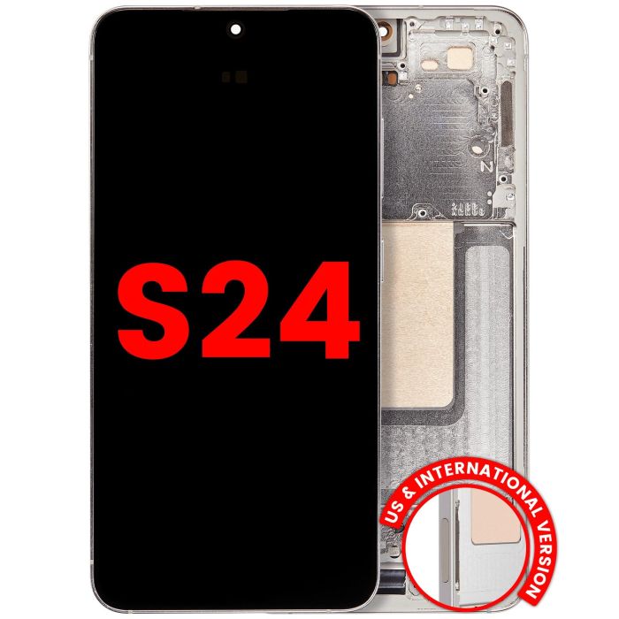 OLED Display mit Rahmen für Galaxy S24 5G (Aftermarket Plus) (Amber Yellow)
