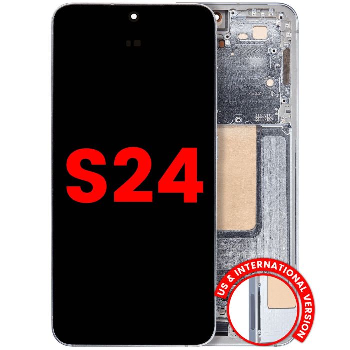 OLED Display mit Rahmen für Galaxy S24 5G (Aftermarket Plus) (Sapphire Blue)
