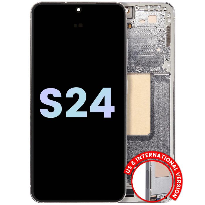 OLED Display mit Rahmen für Galaxy S24 5G (Service Pack) (Marble Grey)