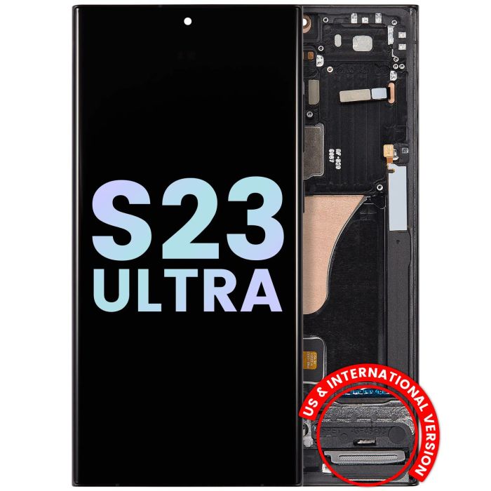 OLED Display mit Rahmen für Galaxy S23 Ultra 5G (Service Pack) (Graphit)