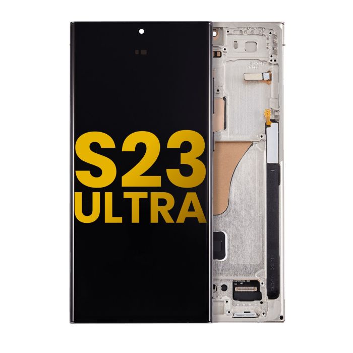 OLED Display mit Rahmen für Galaxy S23 Ultra 5G (Assembled) (Cream)