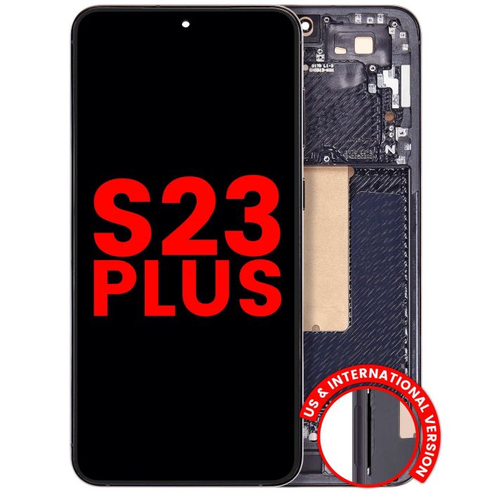 OLED Display mit Rahmen für Galaxy S23 Plus (US & International) (Phantom Black)