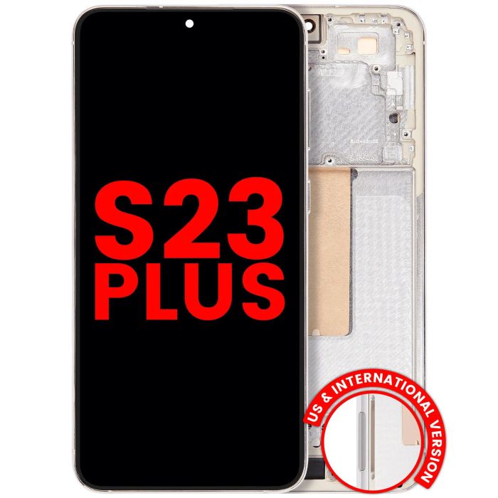 OLED Display mit Rahmen für Galaxy S23 Plus (US & International) (Cream)